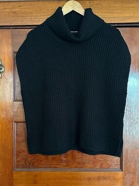 New Splendid Black Turtleneck Sleeveless Chunky Ribbed Knit Sweater Vest Small
